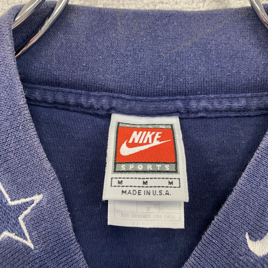 90s　NIKE　ナイキ　NFL　COWBOYS　長袖Tシャツ/ロンT　ハイネック　スウッシュ　紺　ネイビー　Mサイズ　　ヴィンテージ　古着