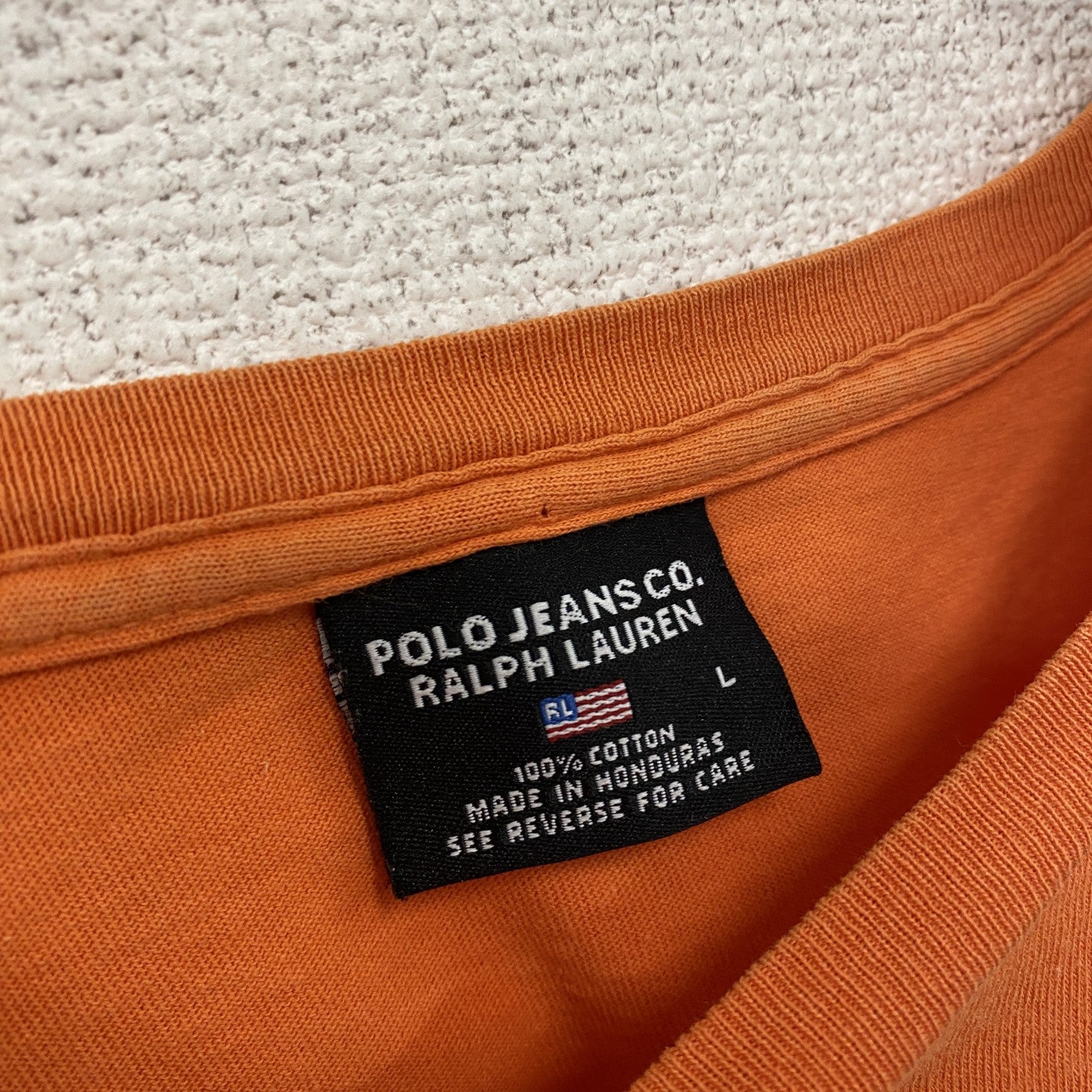 ～00s　POLO JEANS CO.　ポロジーンズ　ラルフローレン　半袖Tシャツ　フェード　橙色　オレンジ　Lサイズ　古着