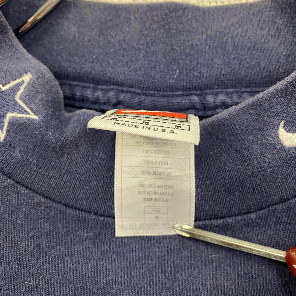 90s　NIKE　ナイキ　NFL　COWBOYS　長袖Tシャツ/ロンT　ハイネック　スウッシュ　紺　ネイビー　Mサイズ　　ヴィンテージ　古着