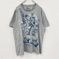 DENIM SEVENTY THREE　半袖プリントTシャツ　ロボT　灰色　霜降りグレー　2XLサイズ　古着