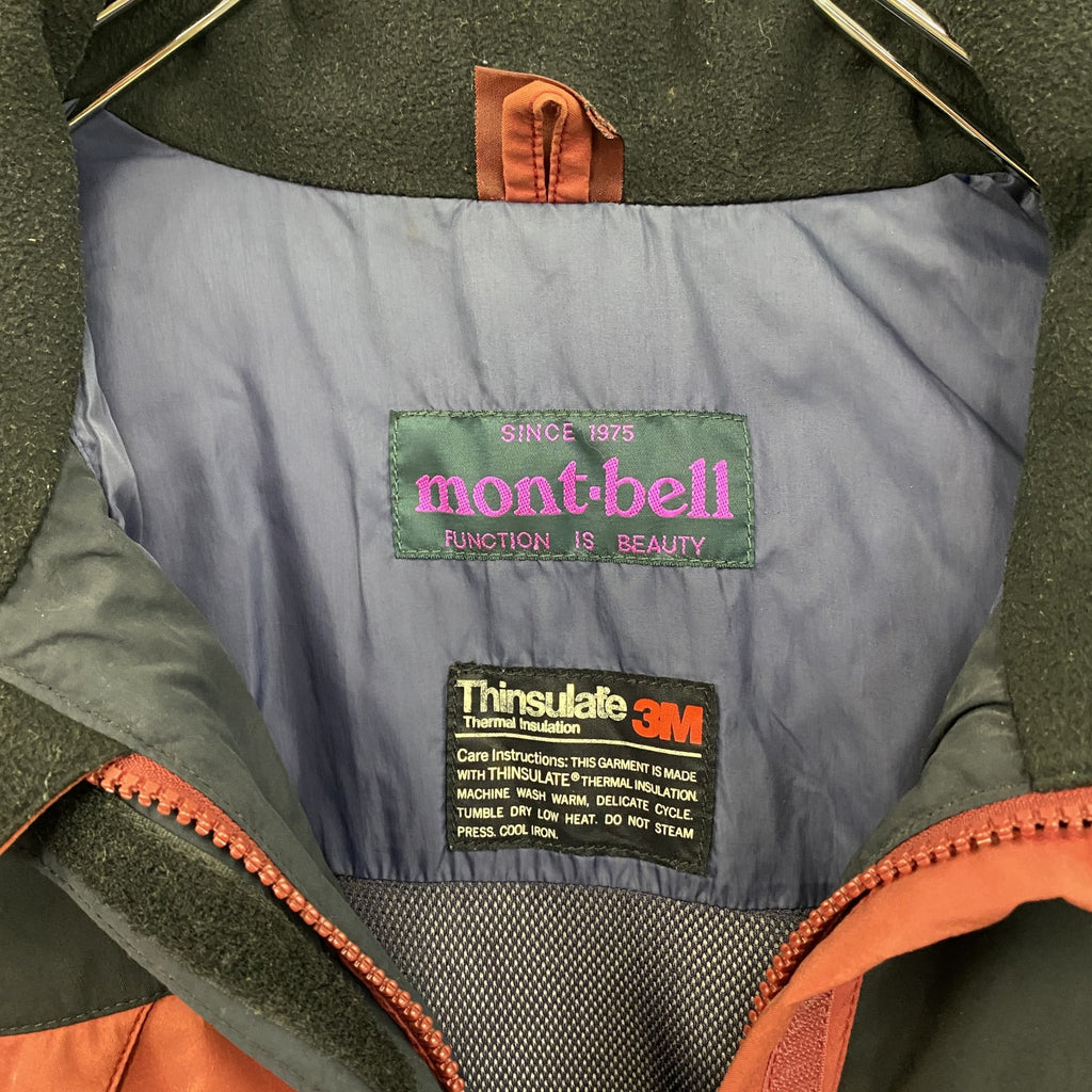 mont-bell　モンベル　マウンテンパーカー　中綿入り　比翼仕立て　赤　レッド　黒　ブラック　Mサイズ　古着