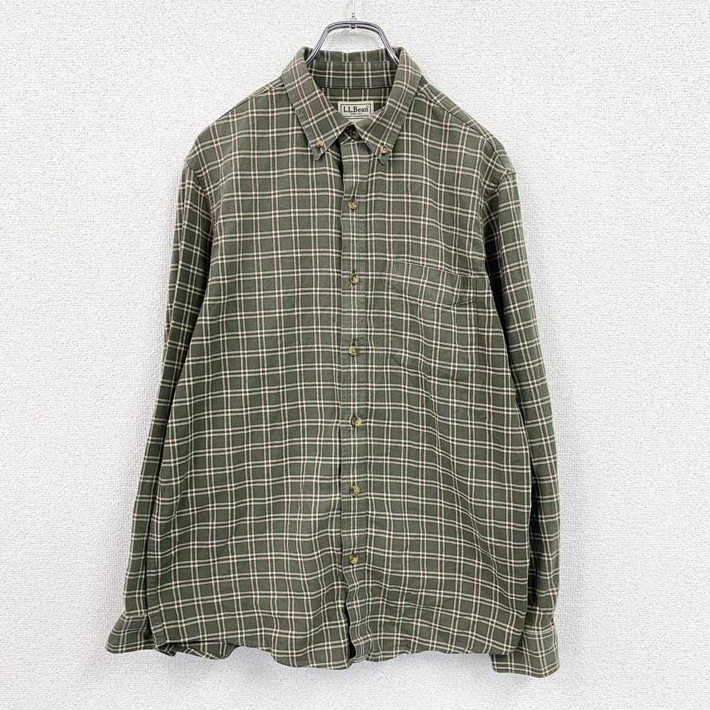 L.L.Bean　エルエルビーン　長袖ボタンダウンシャツ　チェック柄　緑　グリーン　Mサイズ　古着