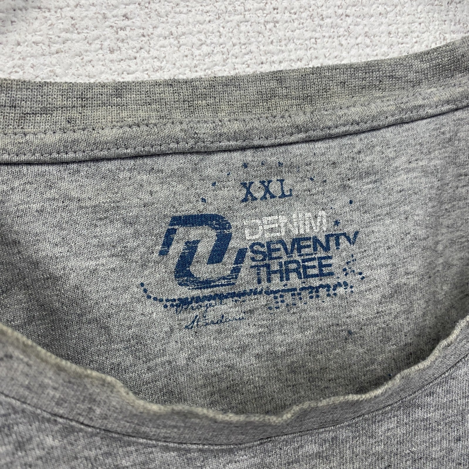 DENIM SEVENTY THREE　半袖プリントTシャツ　ロボT　灰色　霜降りグレー　2XLサイズ　古着