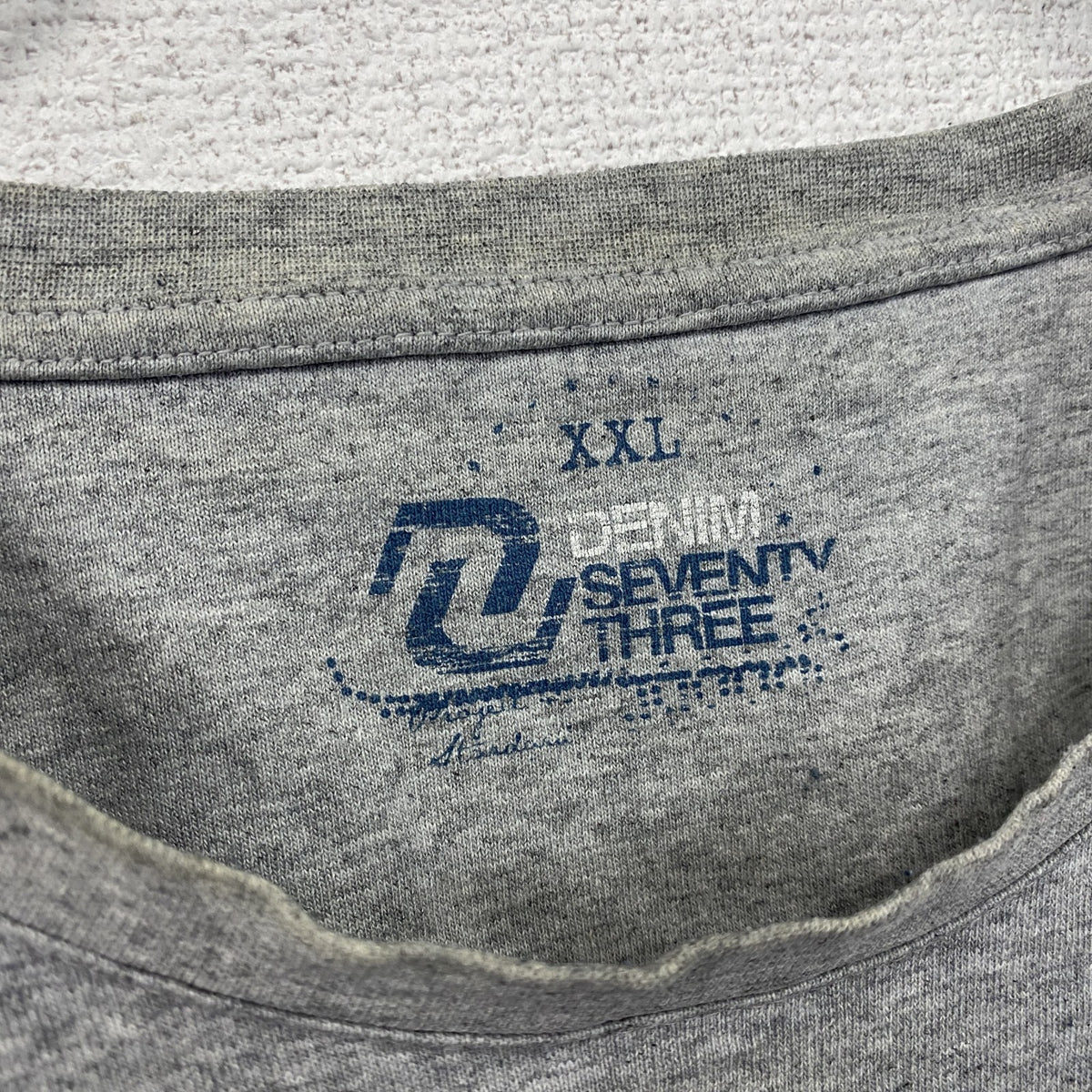 DENIM SEVENTY THREE　半袖プリントTシャツ　ロボT　灰色　霜降りグレー　2XLサイズ カットソー メンズ 古着