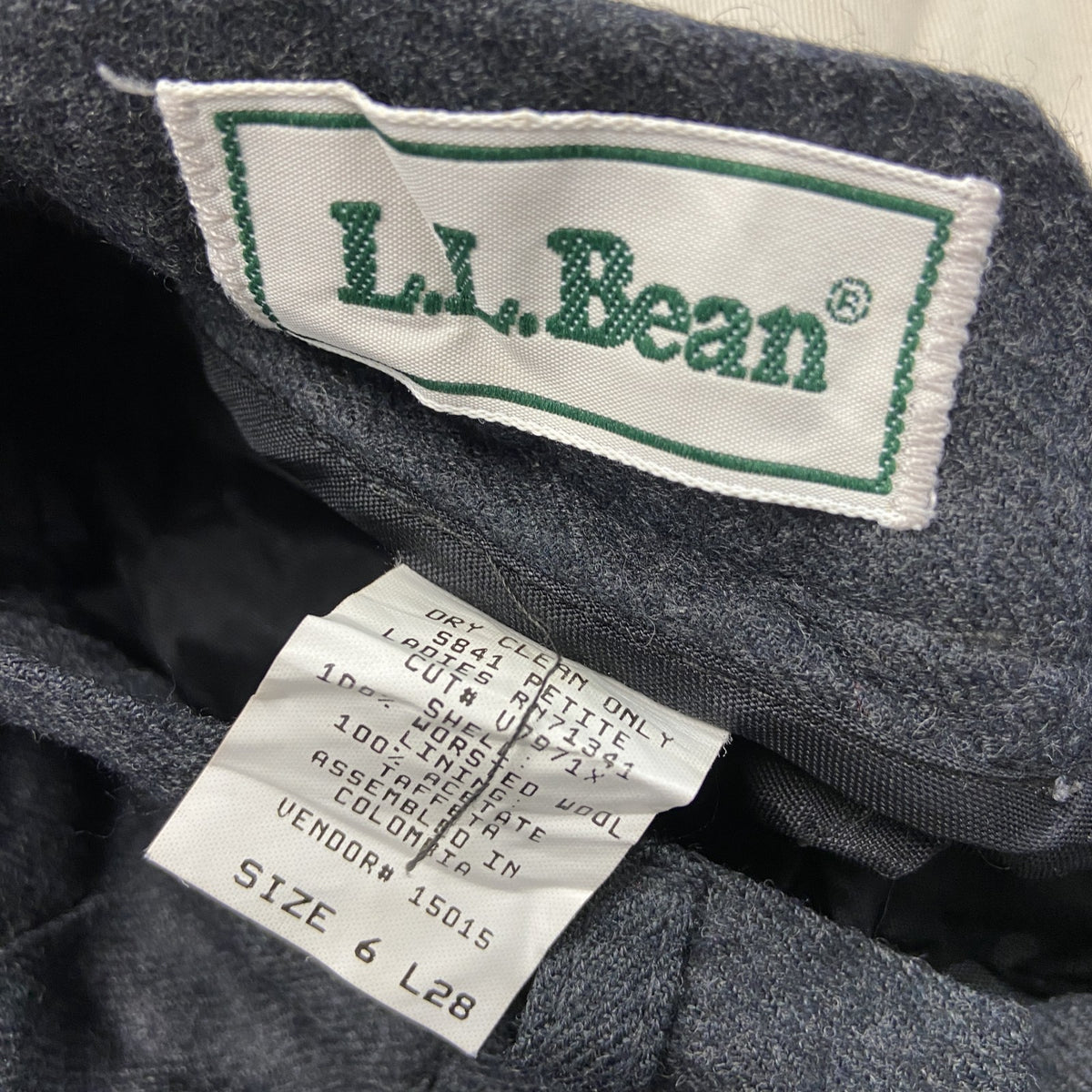 L.L.Bean　エルエルビーン　ウールパンツ　ジップフライ　ダークグレー　6サイズ　古着
