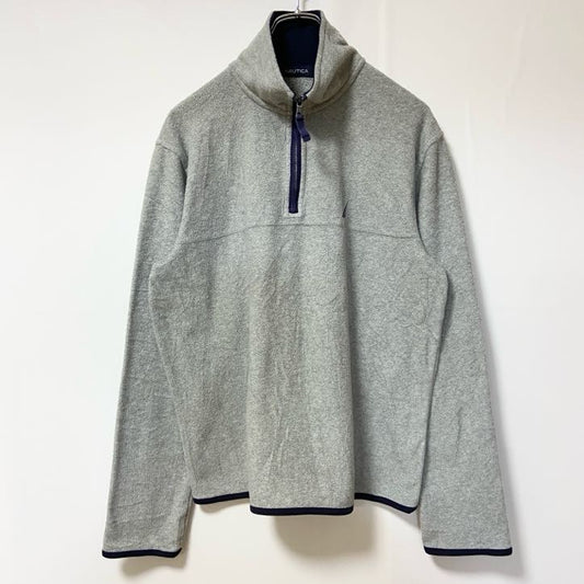 古着 used　NAUTICA ノーティカ　長袖ハーフジップフリースジャケット　ポイント刺繍　ハイネック　グレー　XSサイズ