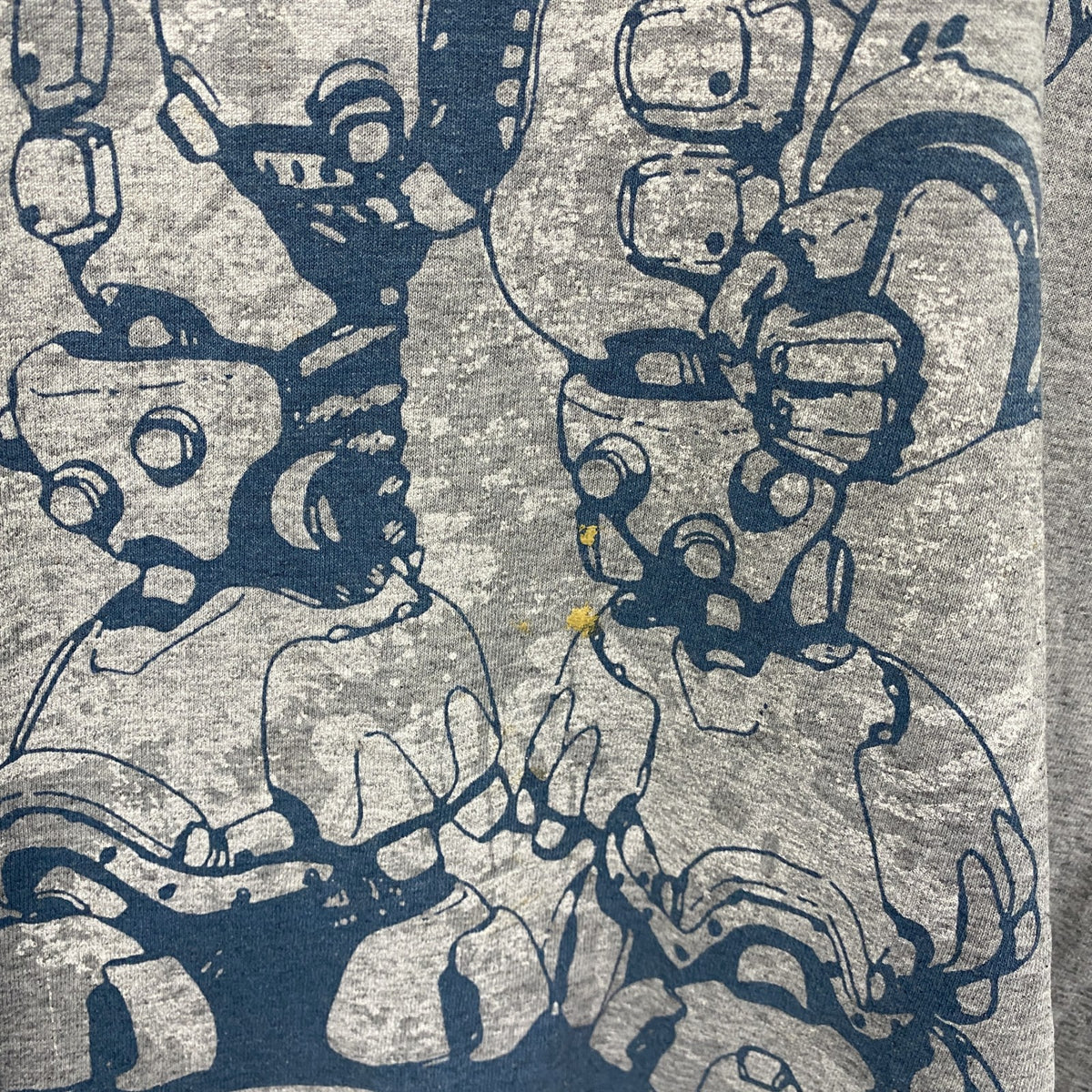 DENIM SEVENTY THREE　半袖プリントTシャツ　ロボT　灰色　霜降りグレー　2XLサイズ カットソー メンズ 古着