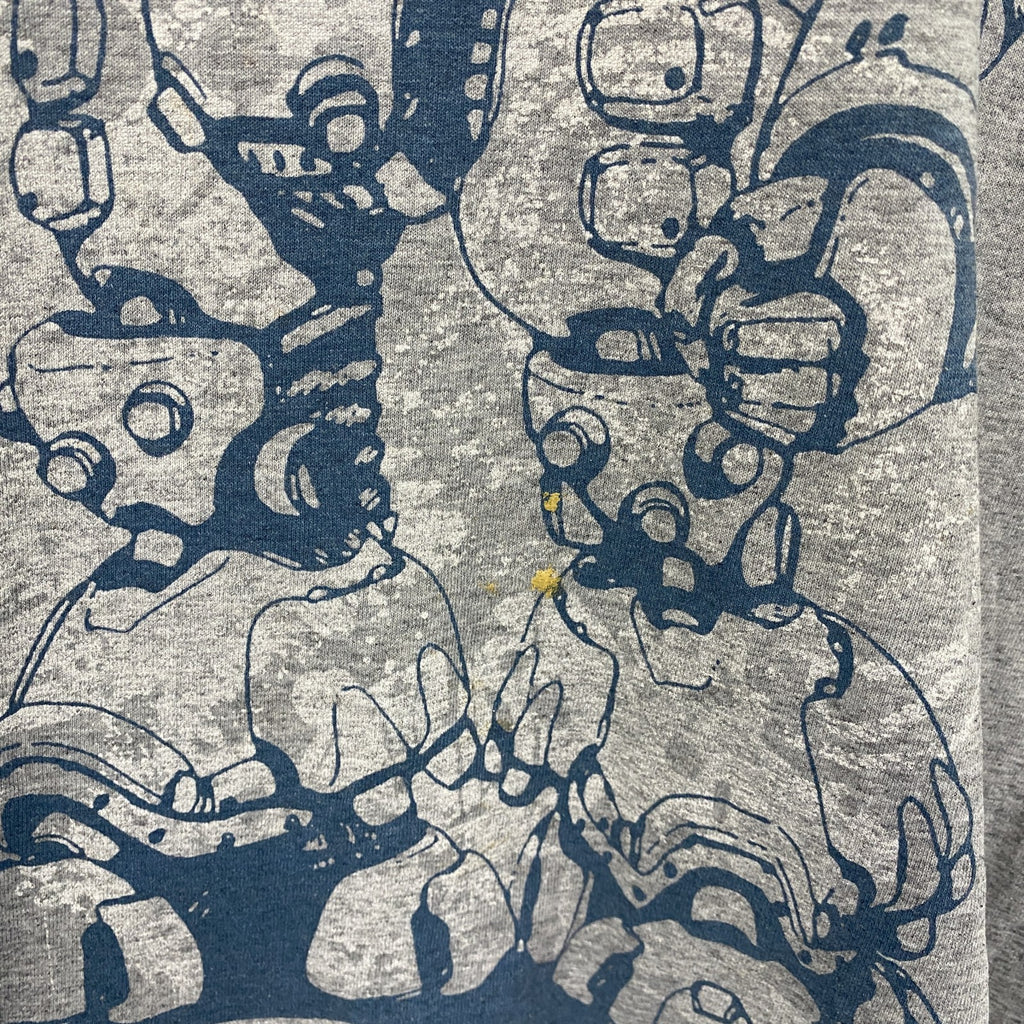 DENIM SEVENTY THREE　半袖プリントTシャツ　ロボT　灰色　霜降りグレー　2XLサイズ　古着