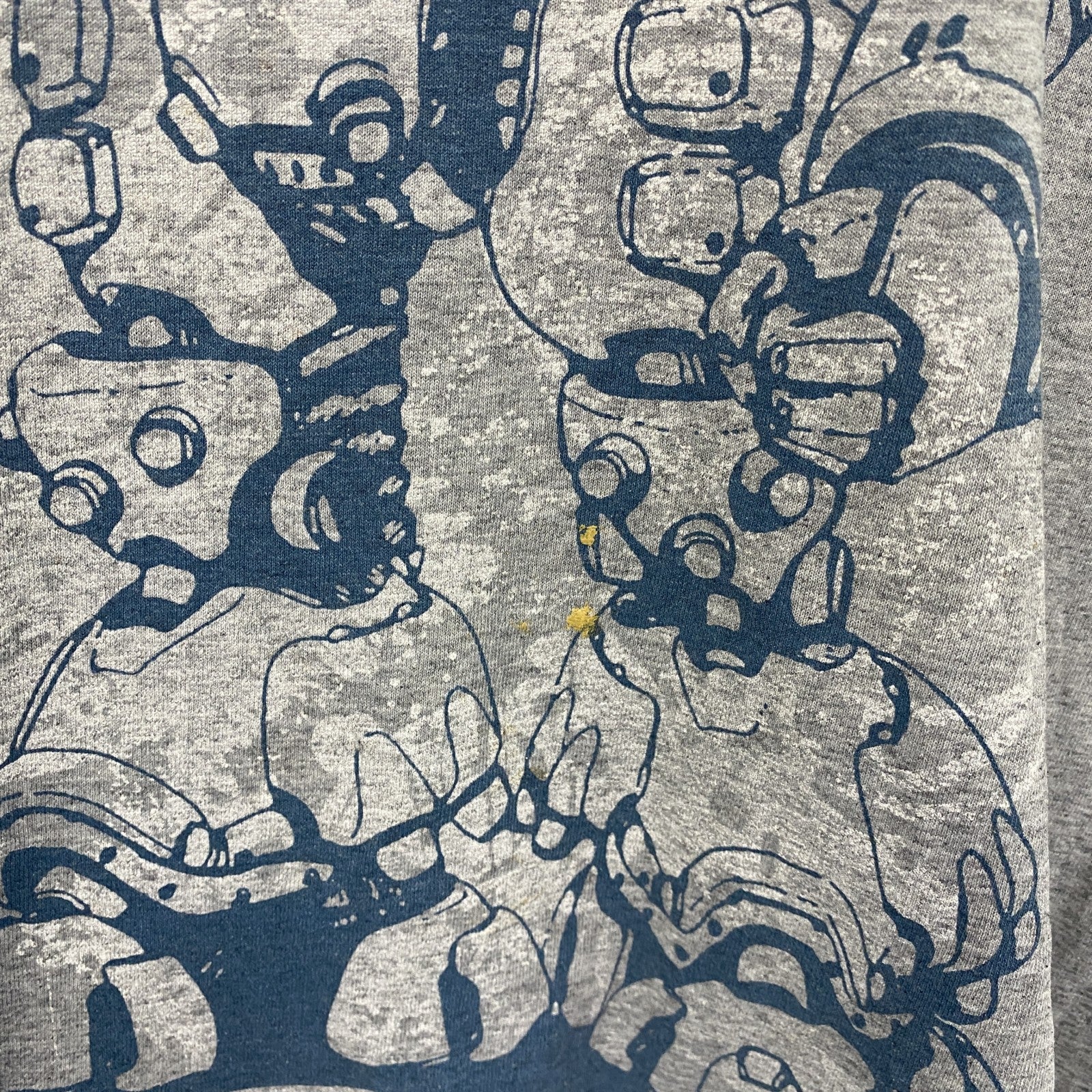 DENIM SEVENTY THREE　半袖プリントTシャツ　ロボT　灰色　霜降りグレー　2XLサイズ　古着