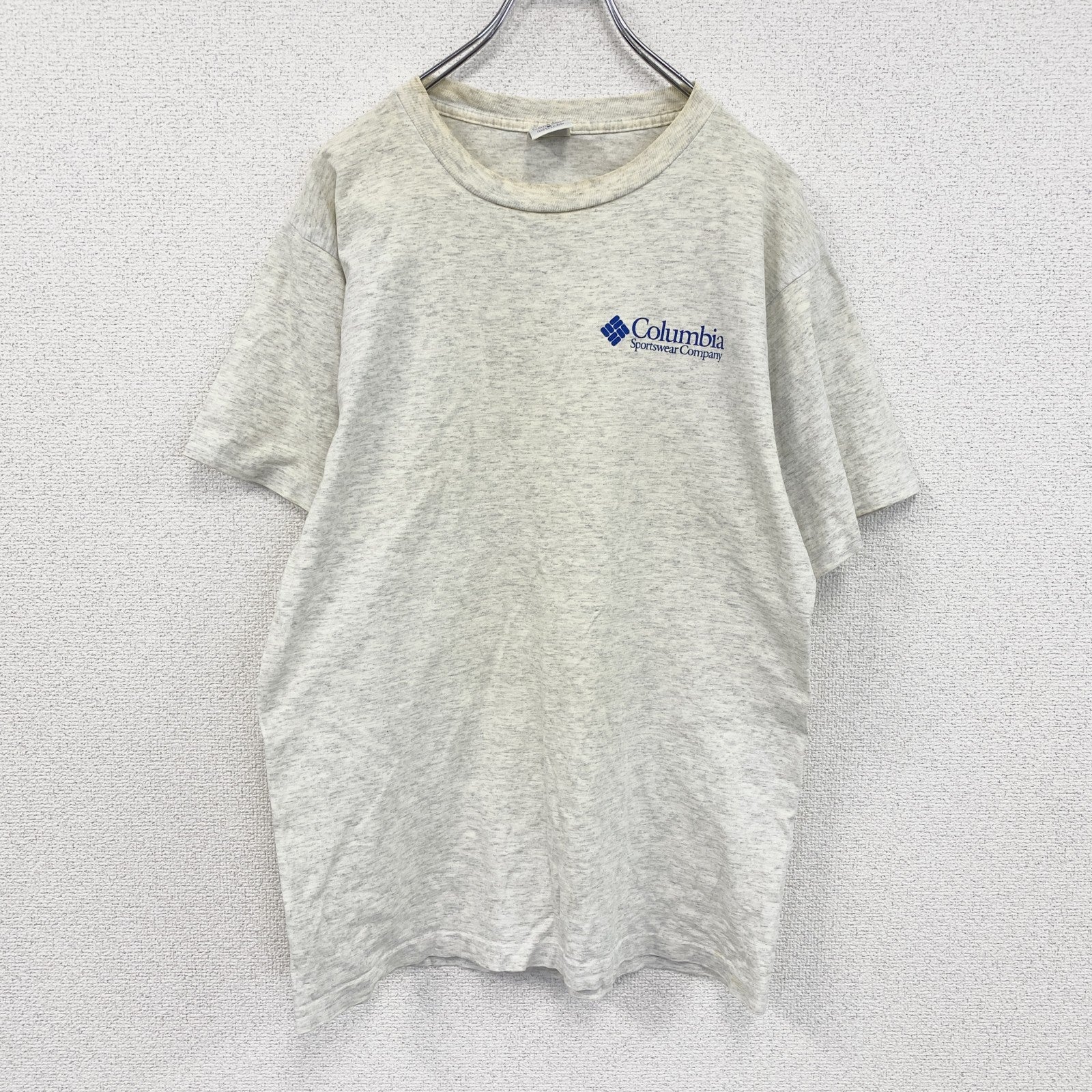 90s　Columbia　コロンビア　半袖Tシャツ　シングルステッチ　ヴィンテージ　霜降りグレー　Mサイズ　古着
