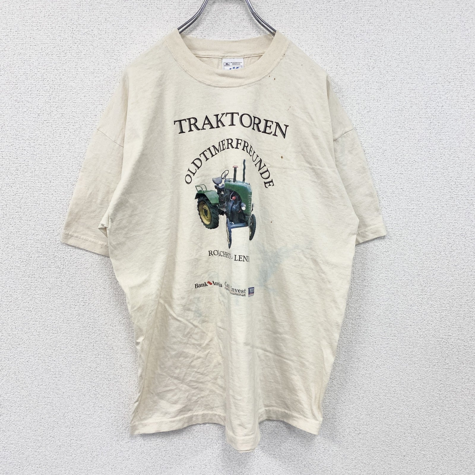 SCREEN STARS　半袖プリントTシャツ　TRAKTOREN　トラクター　白　ホワイト　XLサイズ　古着