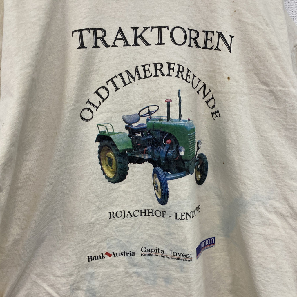 SCREEN STARS　半袖プリントTシャツ　TRAKTOREN　トラクター　白　ホワイト　XLサイズ　古着