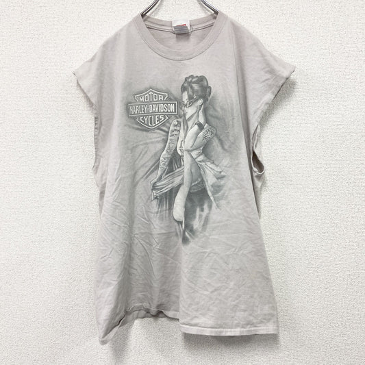 HARLEY DAVIDSON　ハーレーダビッドソン　タンクトップ　リメイクTシャツ　薄ピンク　XLサイズ
