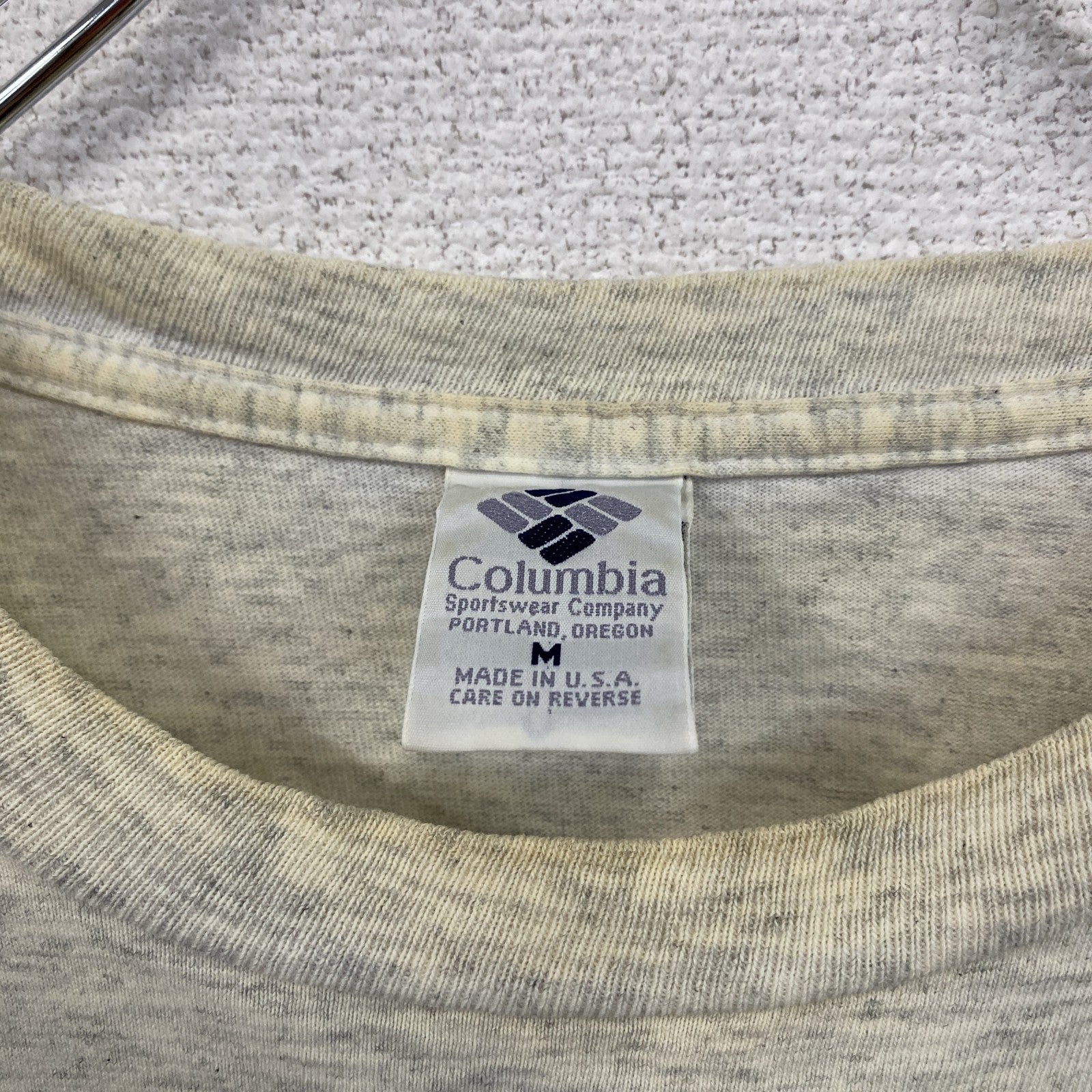 90s　Columbia　コロンビア　半袖Tシャツ　シングルステッチ　ヴィンテージ　霜降りグレー　Mサイズ　古着