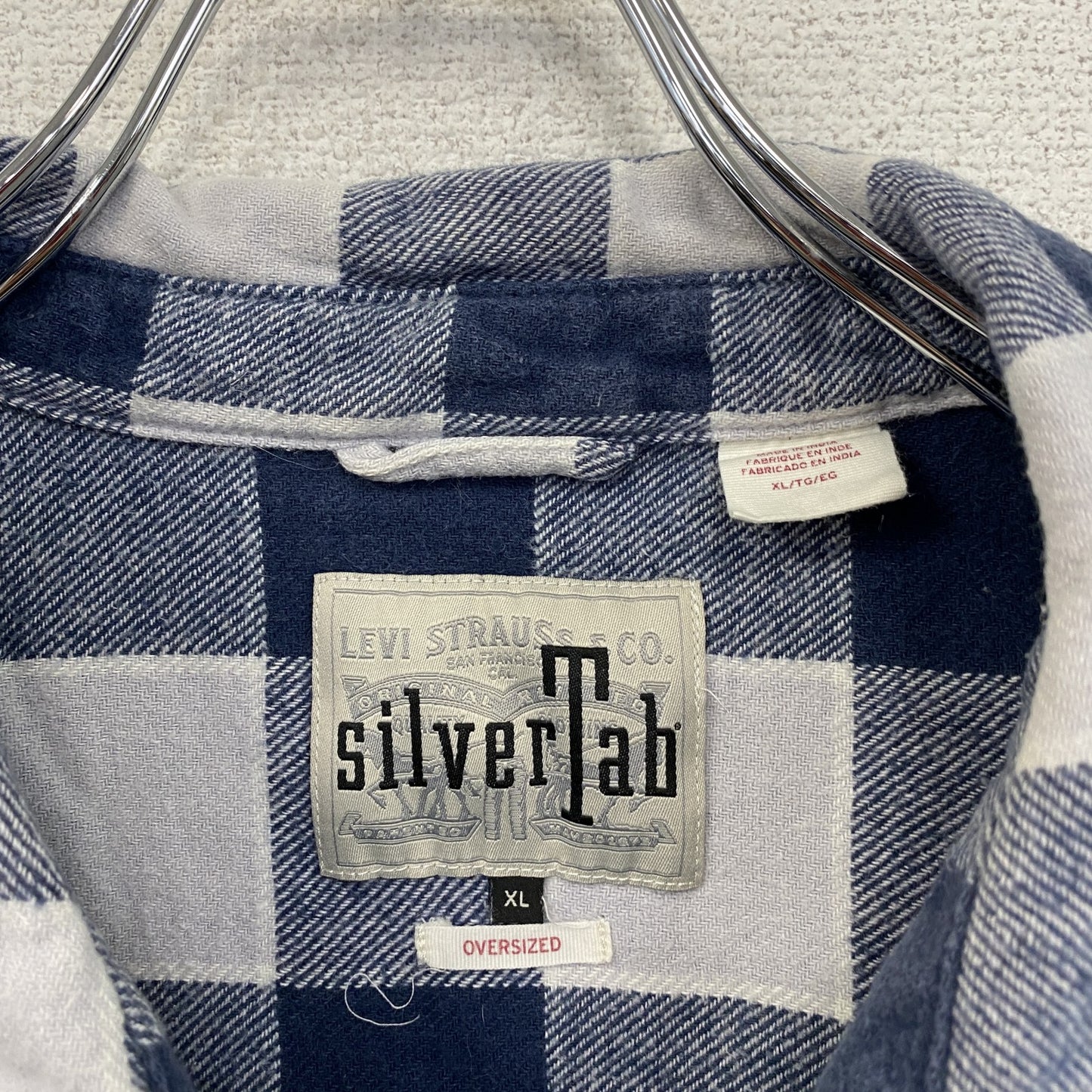 Levi's　リーバイス　Silver Tab　長袖シャツ　ブロックチェック　青　ブルー　白　ホワイト　XLサイズ