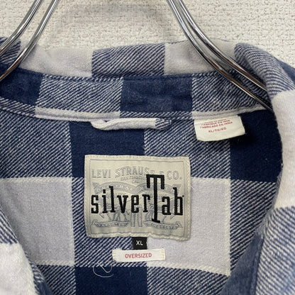 Levi's　リーバイス　Silver Tab　長袖シャツ　ブロックチェック　青　ブルー　白　ホワイト　XLサイズ