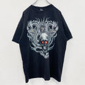 Wild　半袖プリントTシャツ　スカル　骸骨　龍　黒　ブラック　XLサイズ　古着