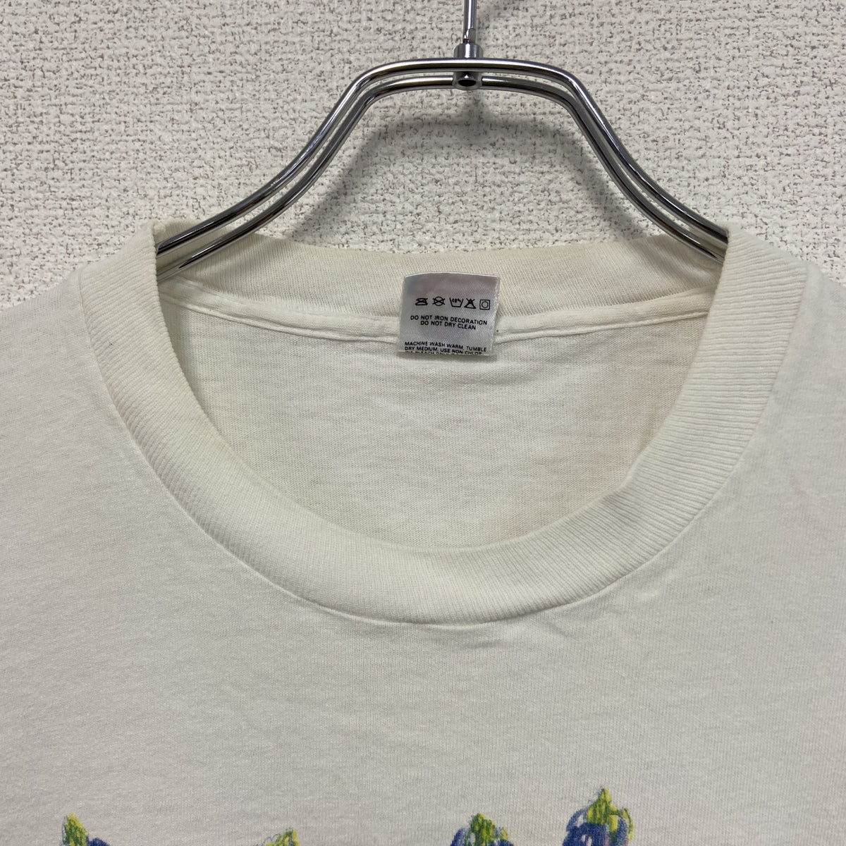 FRUIT OF THE LOOM　フルーツオブザルーム　半袖プリントTシャツ　シングルステッチ　花　白　ホワイト　Lサイズ カットソー メンズ コットン 古着