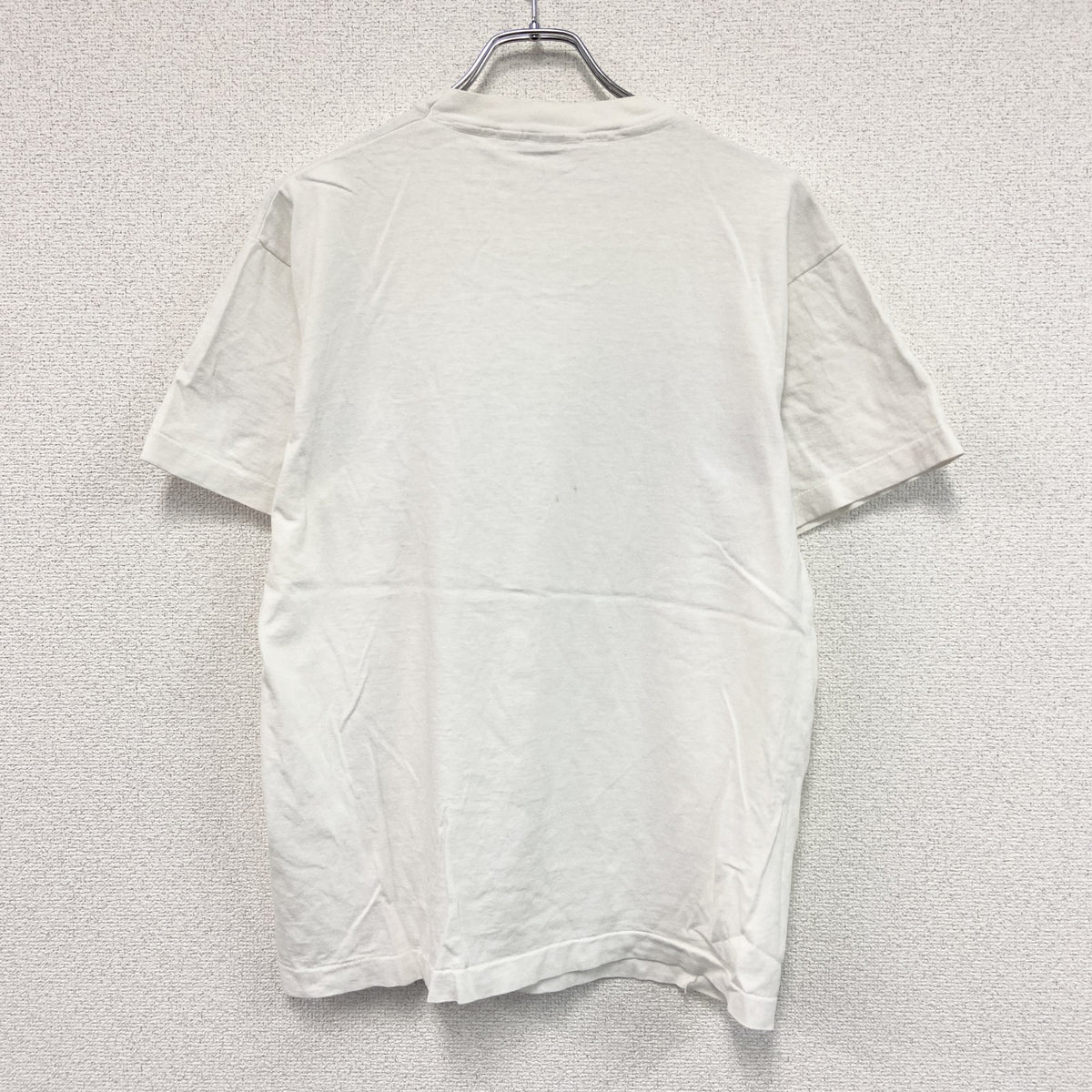 FRUIT OF THE LOOM　フルーツオブザルーム　半袖プリントTシャツ　シングルステッチ　花　白　ホワイト　Lサイズ カットソー メンズ コットン 古着