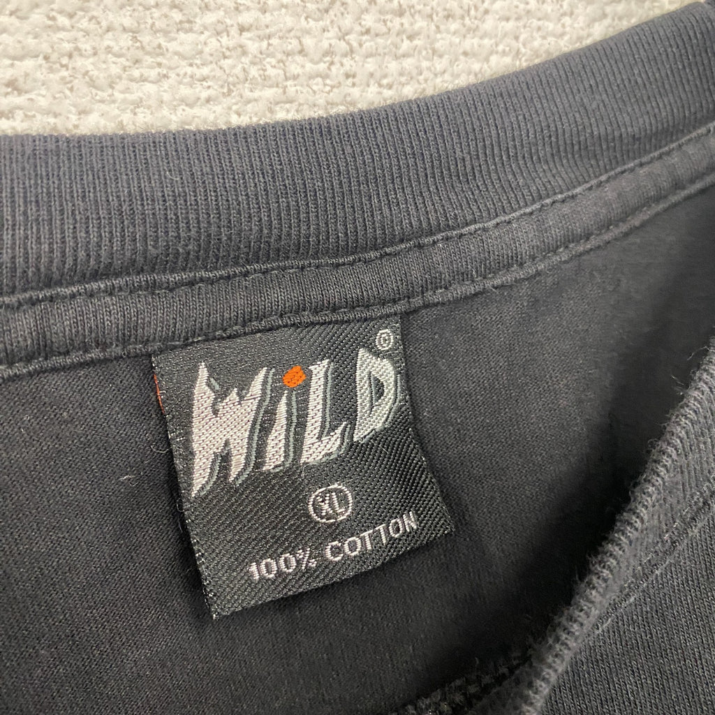 Wild　半袖プリントTシャツ　スカル　骸骨　龍　黒　ブラック　XLサイズ　古着
