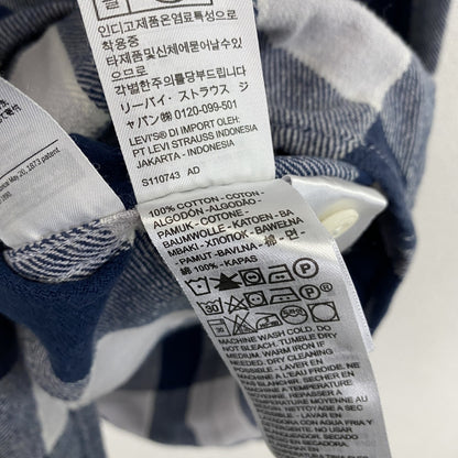 Levi's　リーバイス　Silver Tab　長袖シャツ　ブロックチェック　青　ブルー　白　ホワイト　XLサイズ