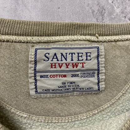 古着 used　SANTEE　サンティ　長袖刺繍ポイントスウェット　ベージュ　レトロ　Microsoft　秋冬服　Lサイズ