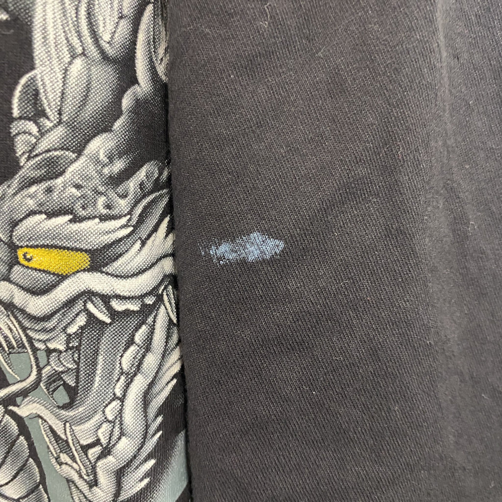 Wild　半袖プリントTシャツ　スカル　骸骨　龍　黒　ブラック　XLサイズ　古着