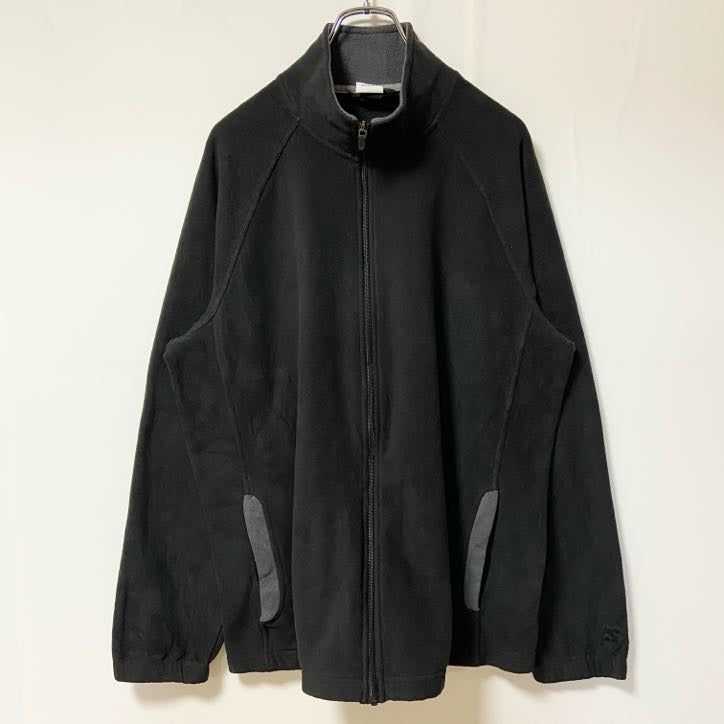 古着 used　STARTER　スターター　長袖無地フリースジャケット　フルジップアウター　ロゴ刺繍　黒　ブラック　Lサイズ