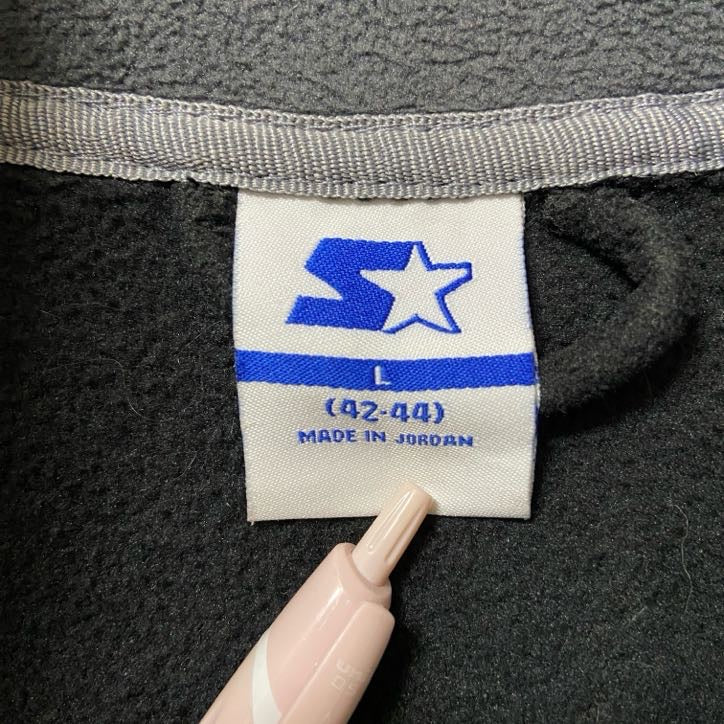 古着 used　STARTER　スターター　長袖無地フリースジャケット　フルジップアウター　ロゴ刺繍　黒　ブラック　Lサイズ