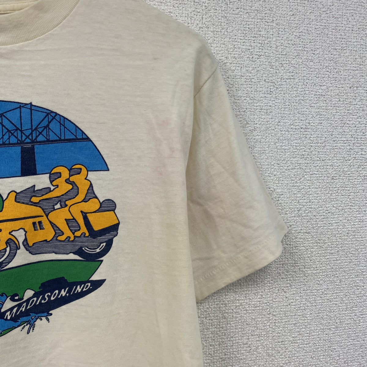 80s　BMW MOA　半袖プリントTシャツ　USA製　ヴィンテージ　シングルステッチ　ベージュ　Mサイズ 　古着
