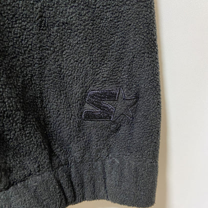 古着 used　STARTER　スターター　長袖無地フリースジャケット　フルジップアウター　ロゴ刺繍　黒　ブラック　Lサイズ