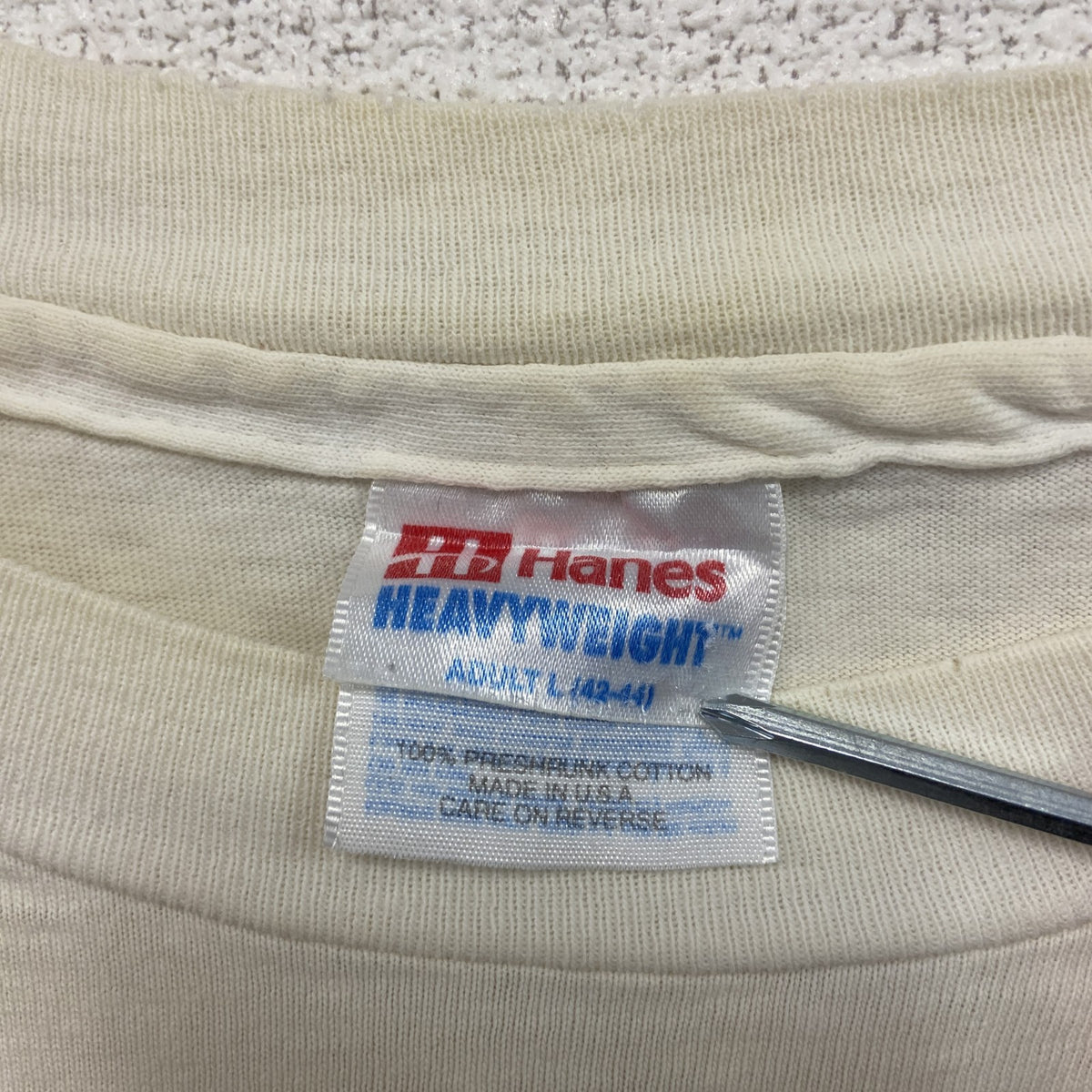 Hanes　ヘインズ　半袖プリントTシャツ　シングルステッチ　魚　白　ホワイト　Lサイズ カットソー メンズ コットン 古着