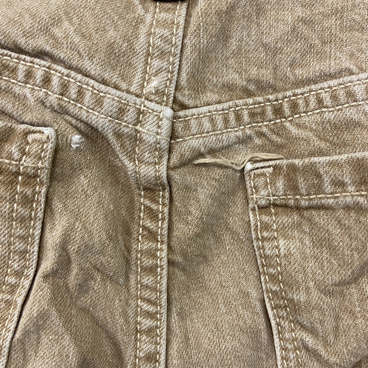 ～00s　L.L.Bean　エルエルビーン　デニムパンツ/ジーンズ　ジップフライ　革パッチ　ヴィンテージ　ベージュ　W38サイズ　古着