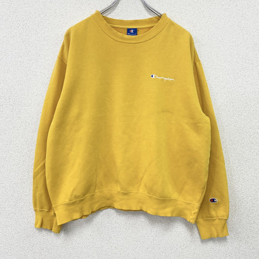 90s　Champion　チャンピオン　スウェット/トレーナー　ヴィンテージ　刺繍ロゴ　黄色　イエロー　XLサイズ