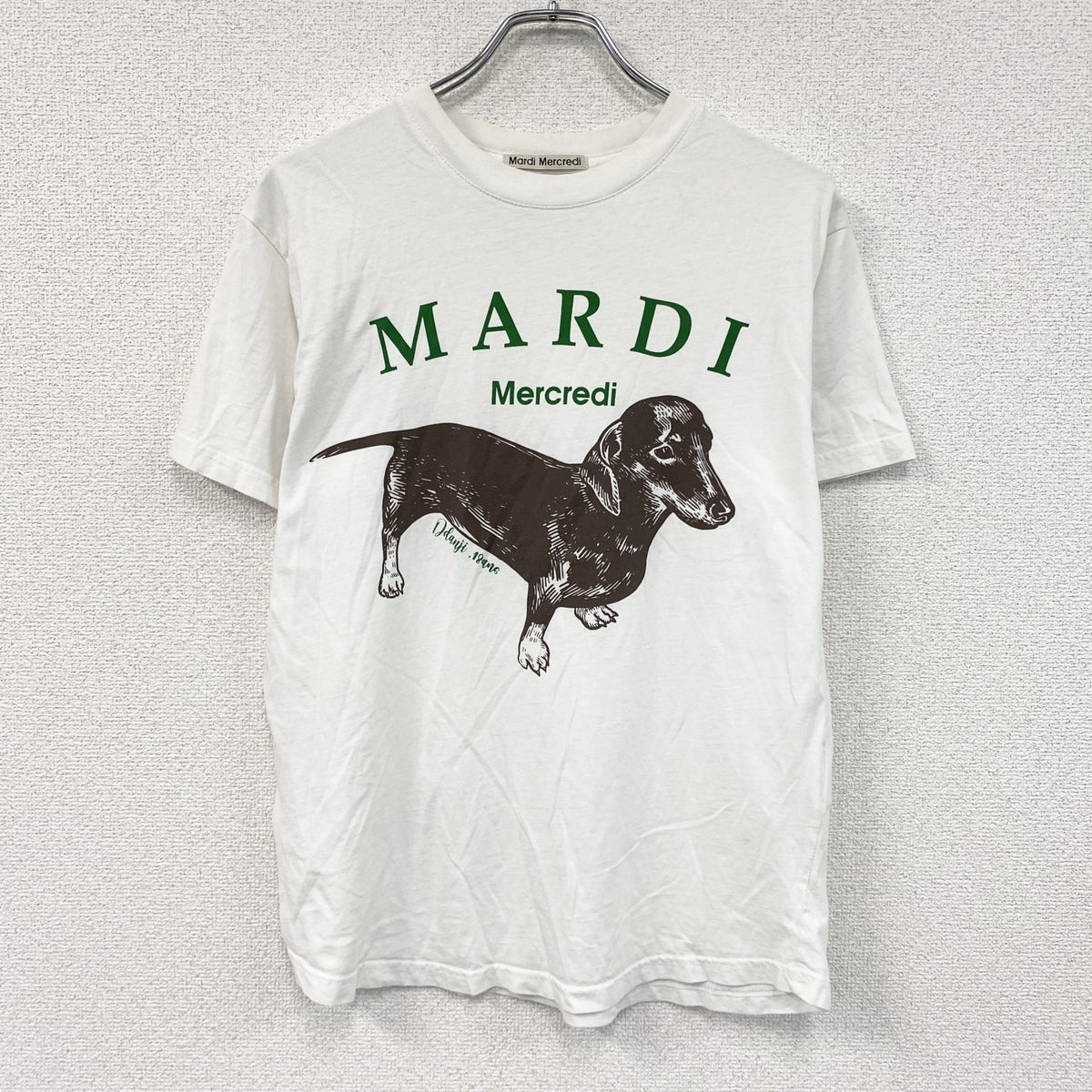 Mardi Mercredi　マルディメクルディ　半袖プリントTシャツ　犬　白　ホワイト
