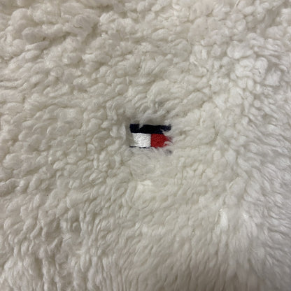 古着 used　TOMMY HILFIGER トミーヒルフィガー　長袖ボアフリースプルオーバー　ロゴ刺繍　白　Lサイズ