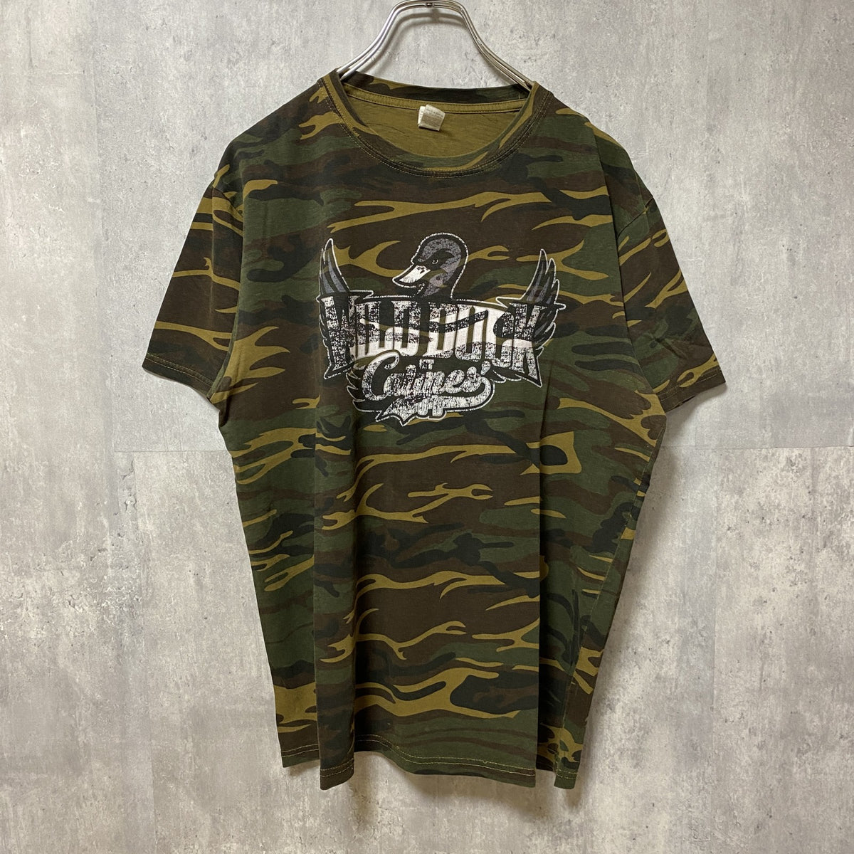 anvil アンビル　半袖プリント迷彩Tシャツ　カモフラージュ　WILD DUCK　鴨　カーキ　レトロ　Mサイズ　古着