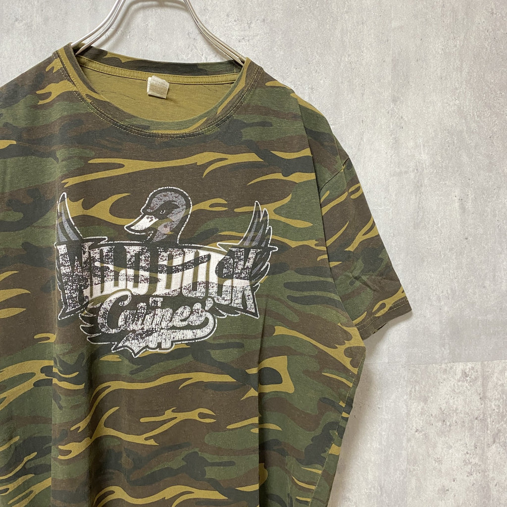 anvil アンビル　半袖プリント迷彩Tシャツ　カモフラージュ　WILD DUCK　鴨　カーキ　レトロ　Mサイズ　古着