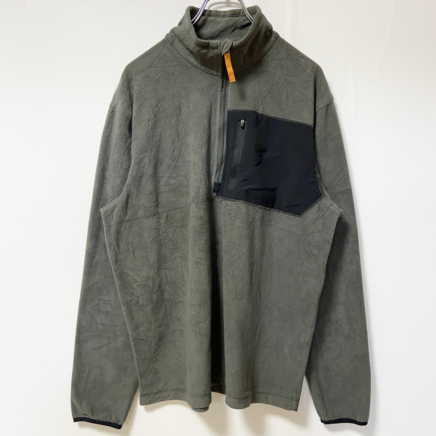 古着 used　Timberland ティンバーランド　長袖ハーフジップフリースジャケット　ワンポイントロゴ刺繍　Lサイズ