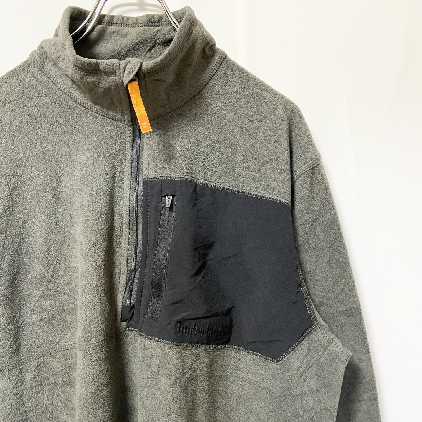 古着 used　Timberland ティンバーランド　長袖ハーフジップフリースジャケット　ワンポイントロゴ刺繍　Lサイズ