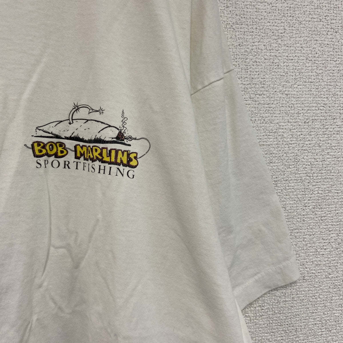 BOB MARLINS　半袖プリントTシャツ　パロディ　シングルステッチ　白　ホワイト　XLサイズ カットソー メンズ 古着