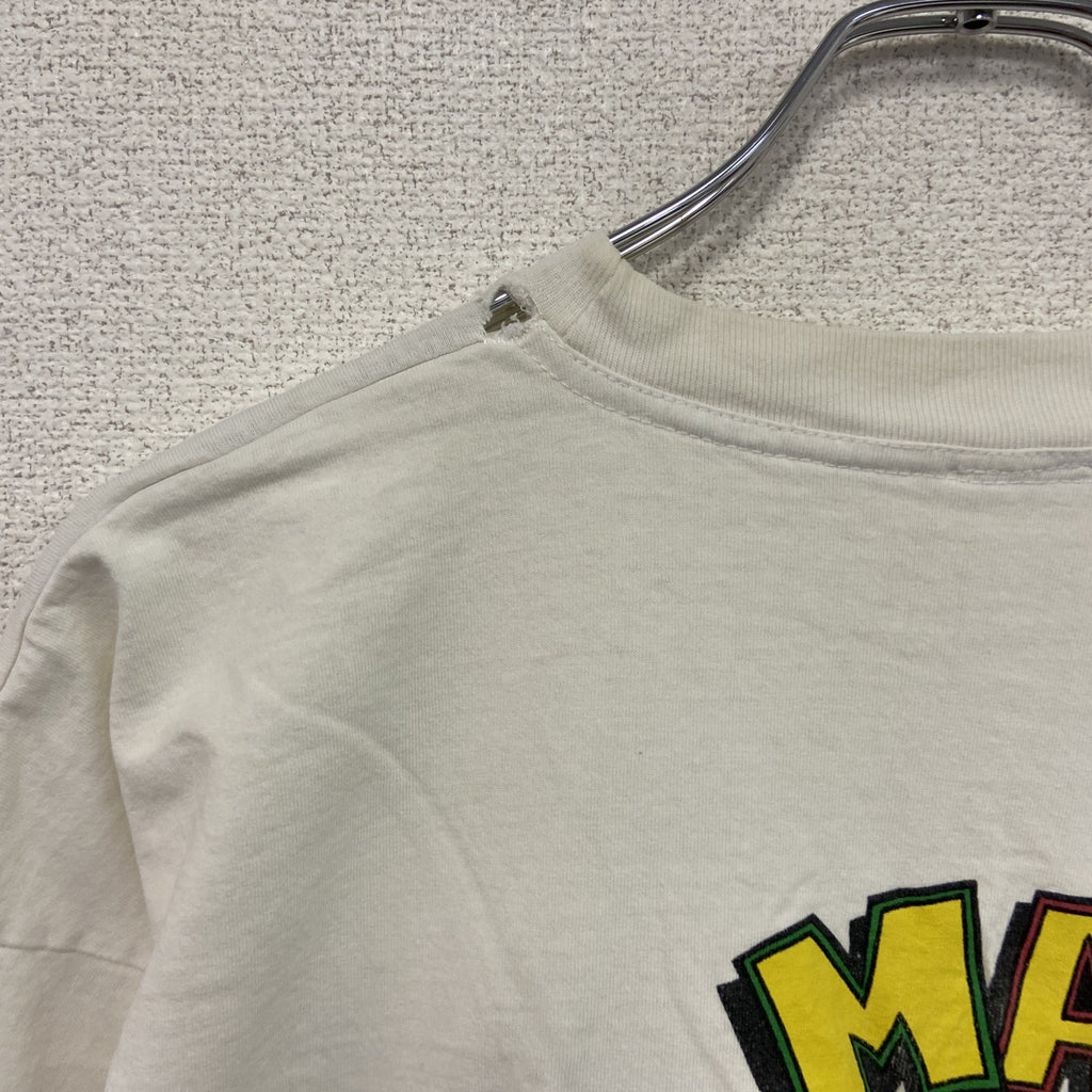 BOB MARLINS　半袖プリントTシャツ　パロディ　シングルステッチ　白　ホワイト　XLサイズ カットソー メンズ 古着
