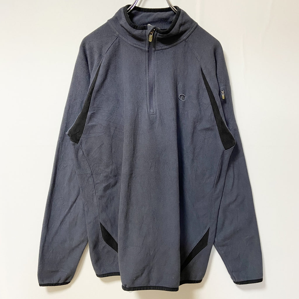 Champion　チャンピオン　ハーフジップフリースジャケット/ボアジャケット　ラグランスリーブ　現行　紺　ネイビー　Lサイズ　古着
