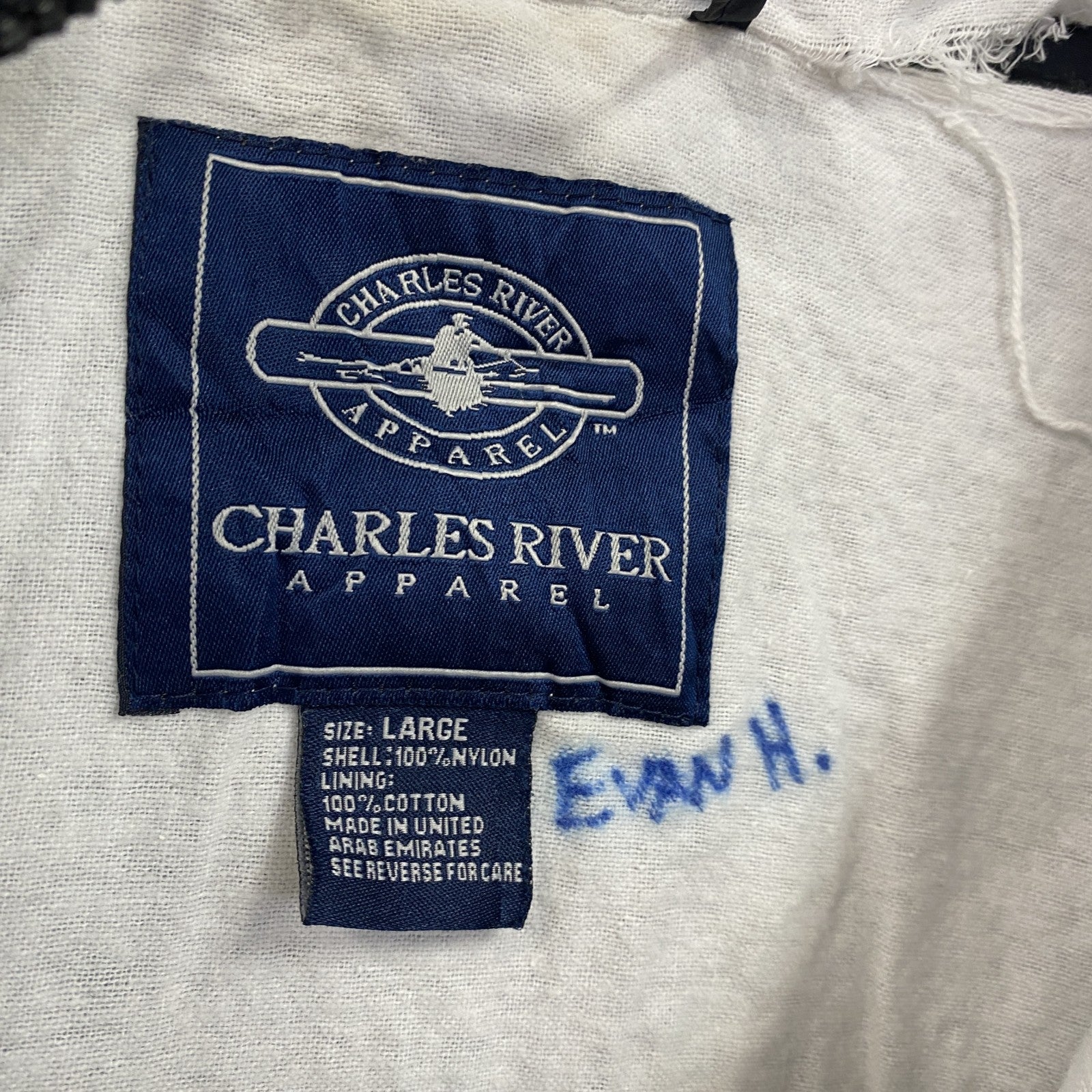 Charles River　チャーリーズリバー　アノラックパーカー　刺繍ロゴ　黒　ブラック　Lサイズ　古着