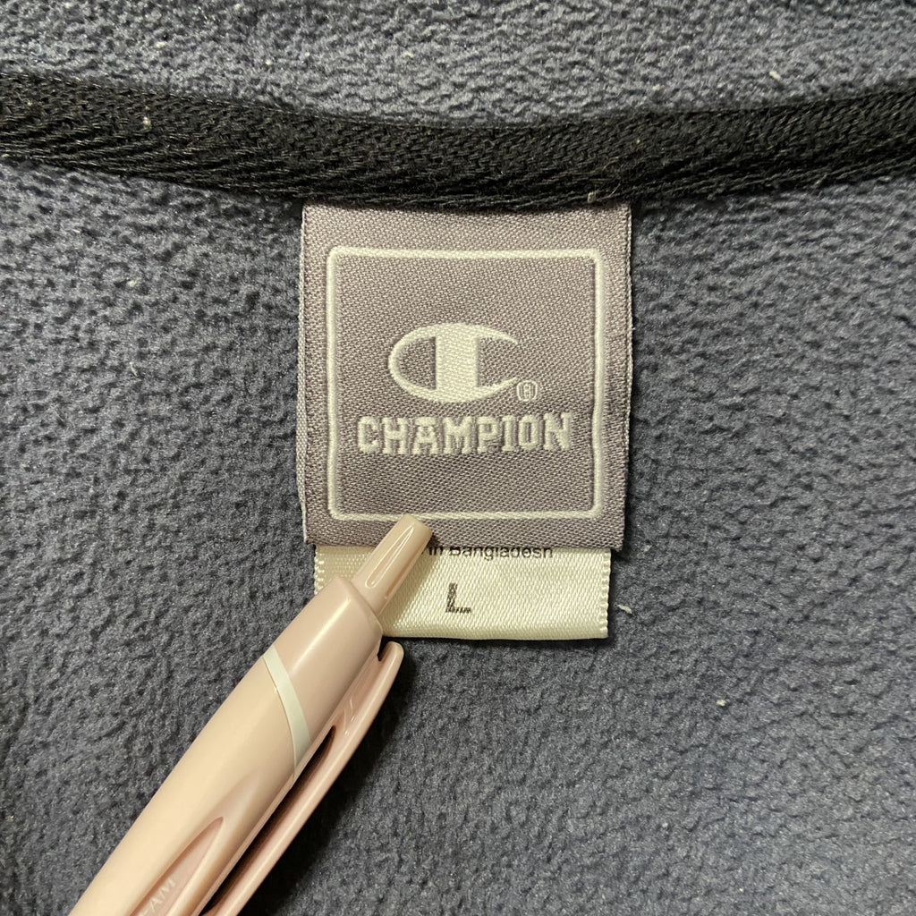 Champion　チャンピオン　ハーフジップフリースジャケット/ボアジャケット　ラグランスリーブ　現行　紺　ネイビー　Lサイズ　古着