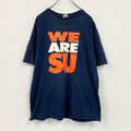 GILDAN　ギルダン　半袖プリントTシャツ　3連プリント　両面プリント　ビッグプリント　クルーネック　紺　ネイビー　XLサイズ　古着