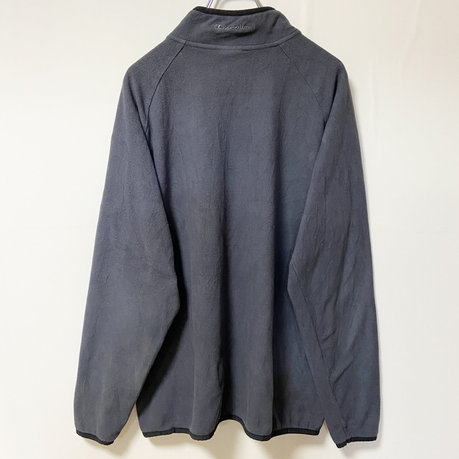Champion　チャンピオン　ハーフジップフリースジャケット/ボアジャケット　ラグランスリーブ　現行　紺　ネイビー　Lサイズ　古着