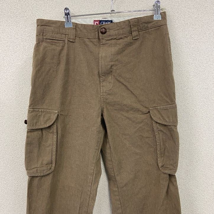 CHAPS　チャップス　カーゴパンツ　ストライプ柄　ジップフライ　茶色　ブラウン　W31サイズ　古着