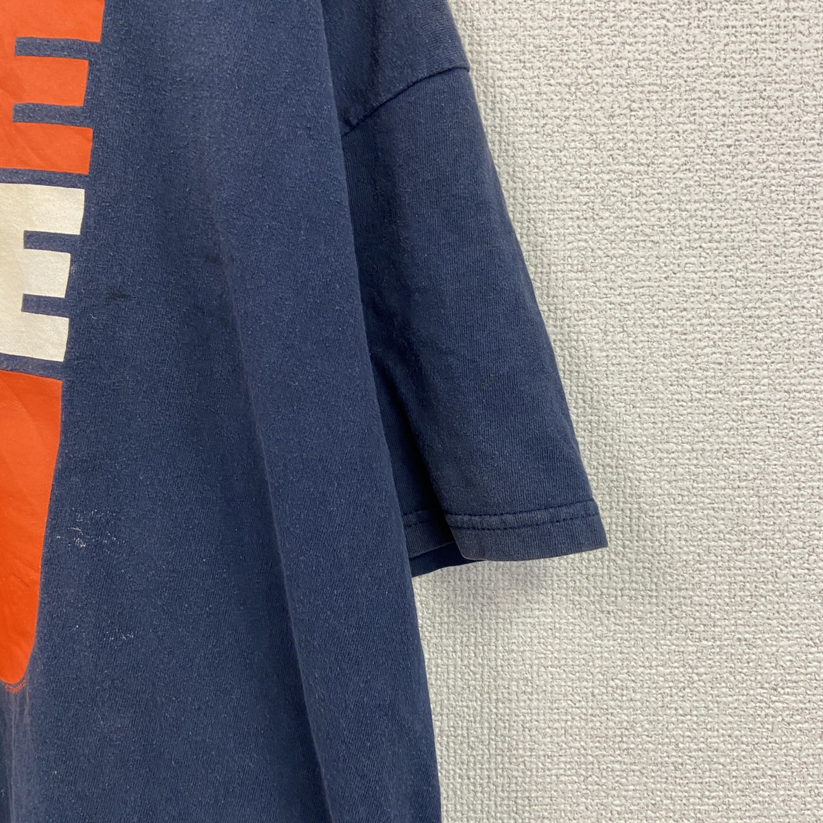 GILDAN　ギルダン　半袖プリントTシャツ　3連プリント　両面プリント　ビッグプリント　クルーネック　紺　ネイビー　XLサイズ　古着
