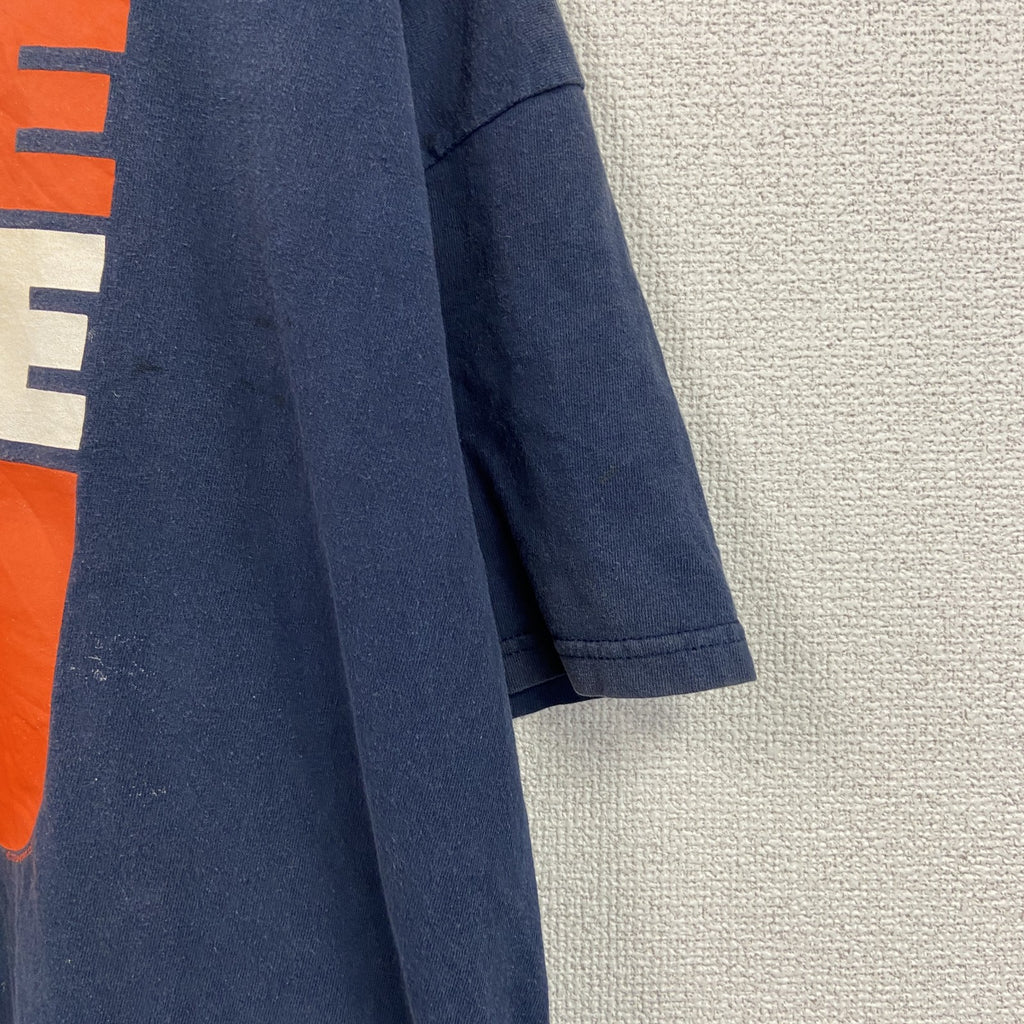 GILDAN　ギルダン　半袖プリントTシャツ　3連プリント　両面プリント　ビッグプリント　クルーネック　紺　ネイビー　XLサイズ　古着
